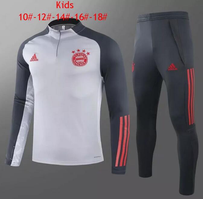 Kids Bayern Munich 2021/22 Grey Training Suit (Sweatshirt+Pants)